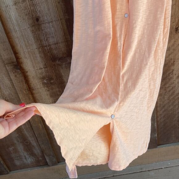 Target Cotton Ruffle Butterfly Sleeve Snap Button Back Midi Dress-orange/coral - Picture 5 of 10